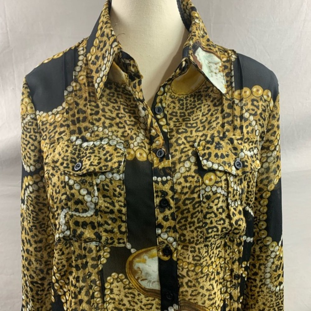 Animal Print Sheer Blouse - Picture 2 of 5